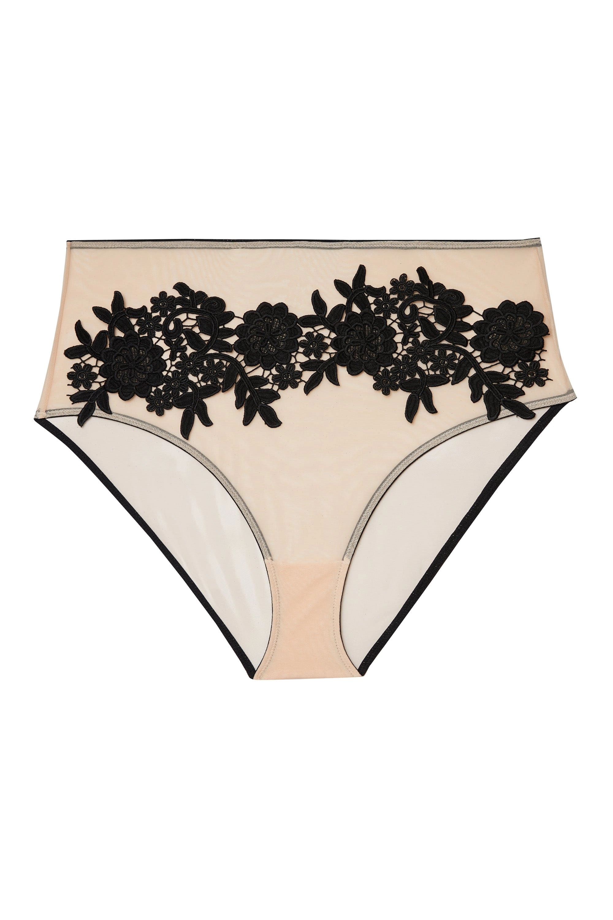Alaina Illusion Mesh And Black Applique Brief