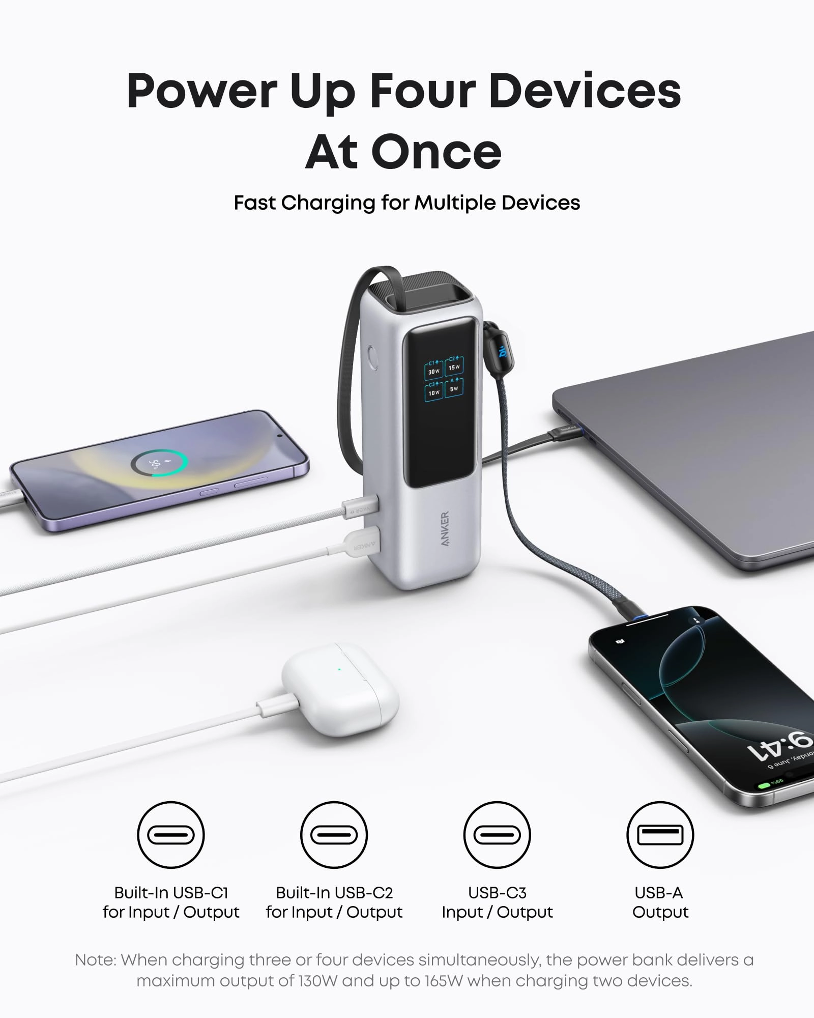Anker Laptop Power Bank (25K, 165W, Built-In and Retractable Cables) | Customizable