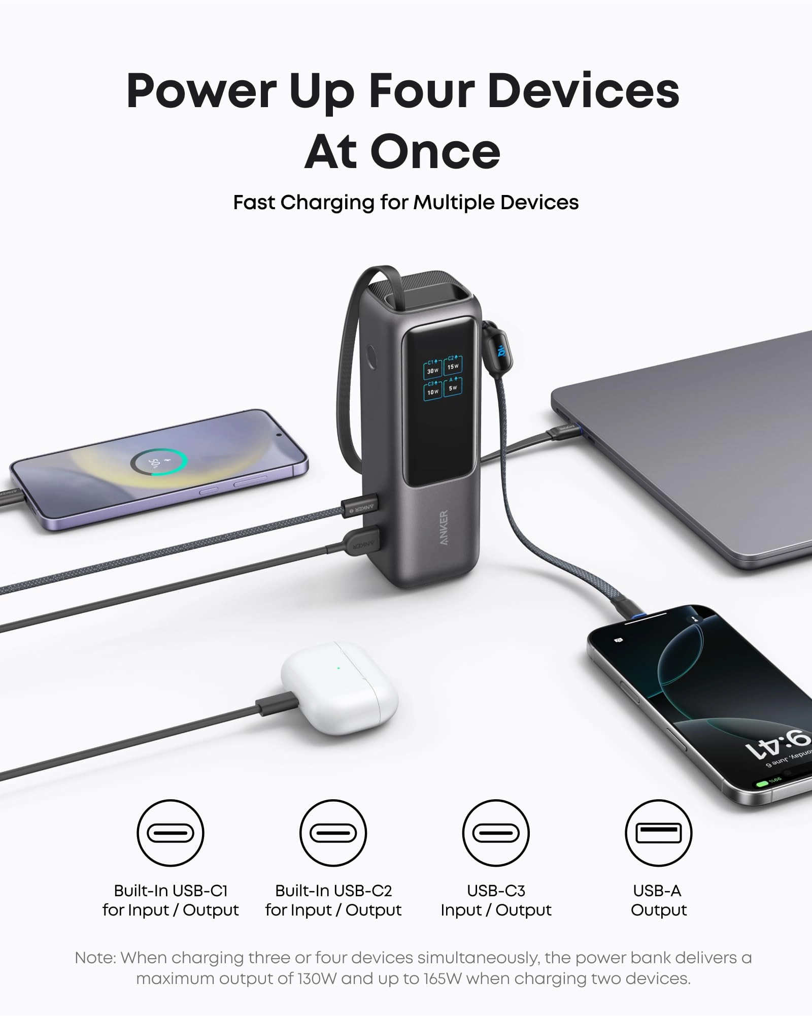 Anker Laptop Power Bank (25K, 165W, Built-In and Retractable Cables) | Customizable