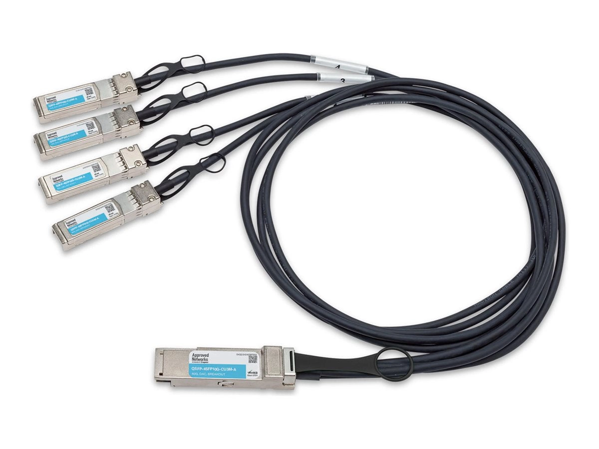 Approved Networks - 40GBase direct attach cable - QSFP  to SFP  - 10 ft - twinaxial - passive, solid QSFP4SFP10GCU3M-A