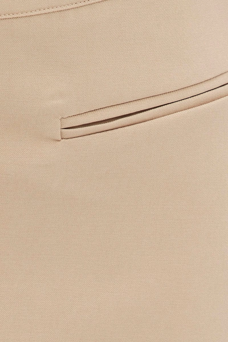 Beige Mini Skirt Mid Rise