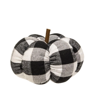 *Black & White Buffalo Check Stuffed Pumpkin 5"