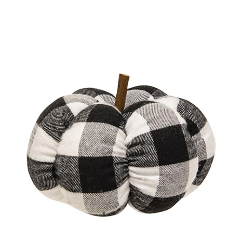 *Black & White Buffalo Check Stuffed Pumpkin 5"