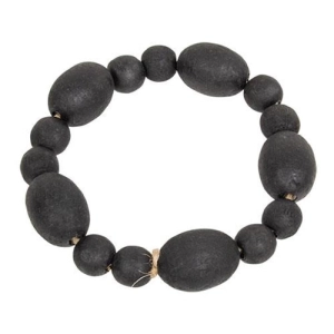 *Black Distressed Wood Oval Bead Candle Ring