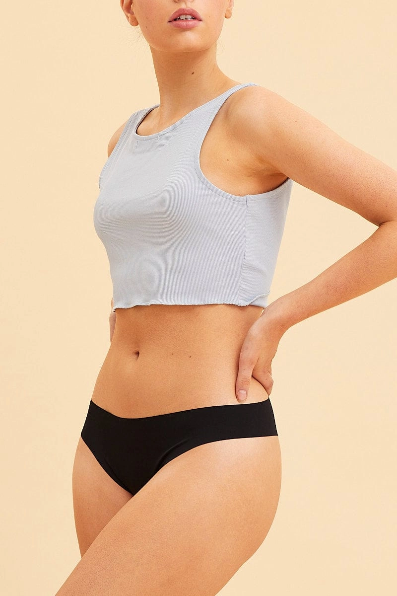 Black High Waisted G-String Invisible