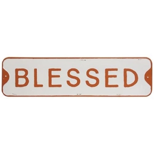 *Blessed White Metal Sign