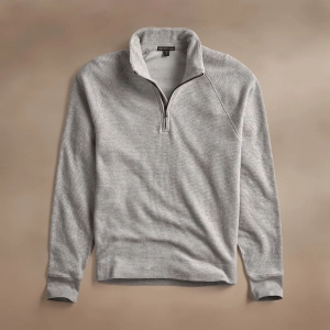 Brushed Thermal Half Zip - Heather Grey