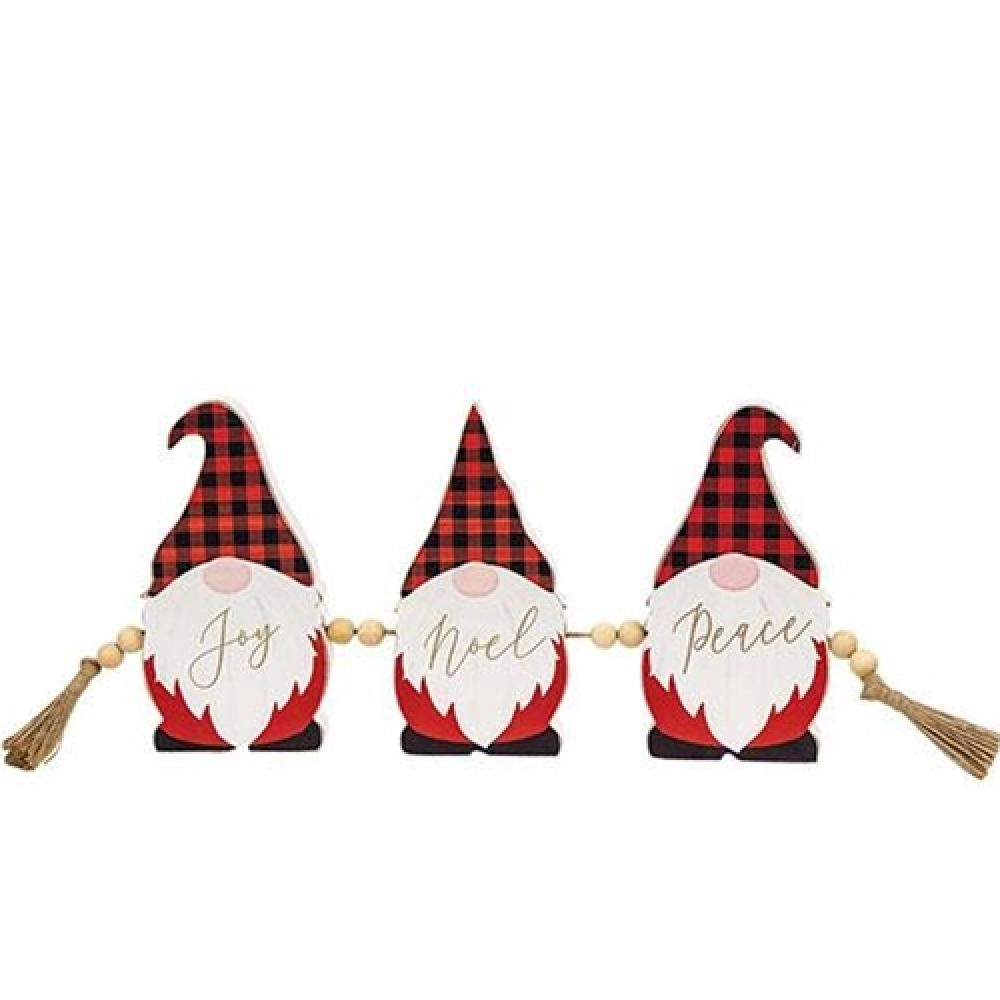 *Buffalo Check Gnome Joy Noel Peace Sitter