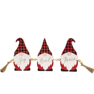 *Buffalo Check Gnome Joy Noel Peace Sitter