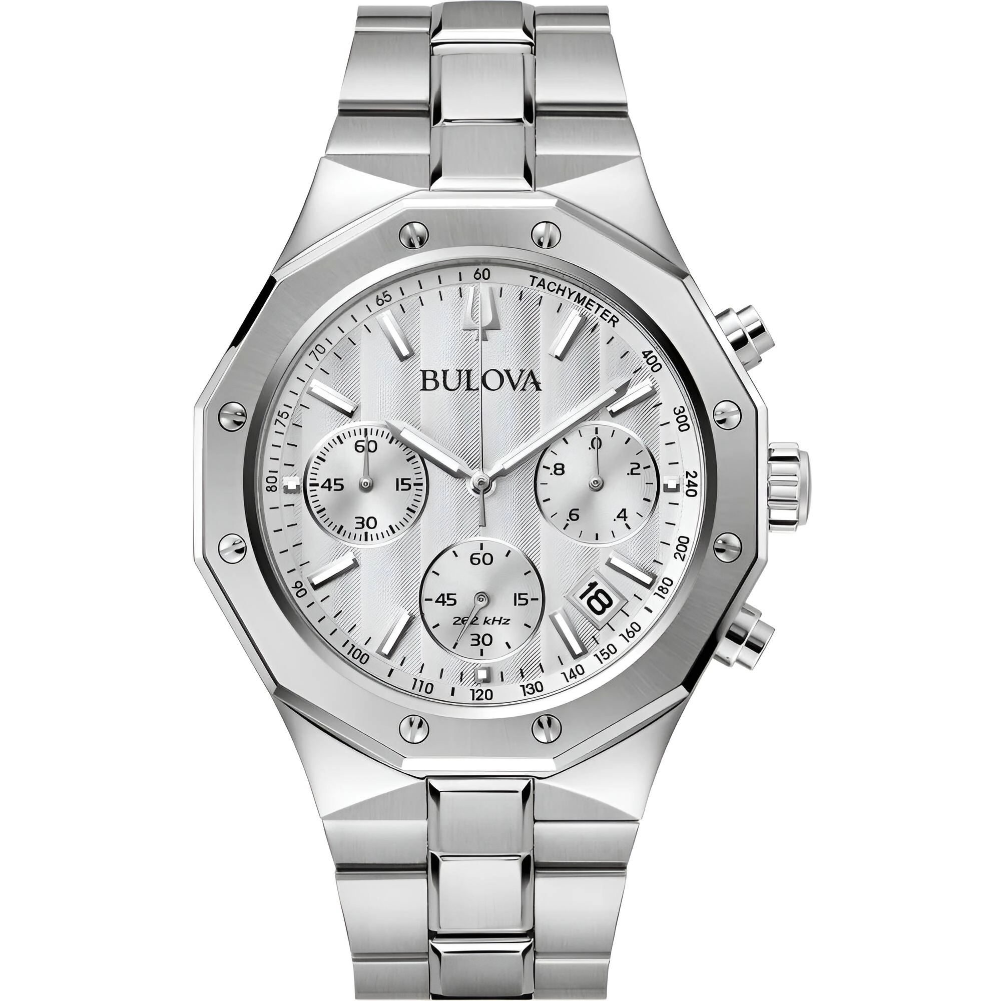Bulova Men's Watch - Classic Chronograph Silver Dial Stainless Steel Bracelet | 96B408