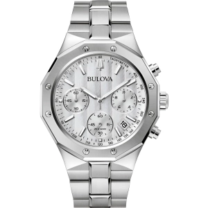Bulova Men's Watch - Classic Chronograph Silver Dial Stainless Steel Bracelet | 96B408