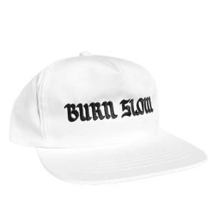 Burn Slow x Shadow Riding Gear Long Logo 5 Panel Cap - White
