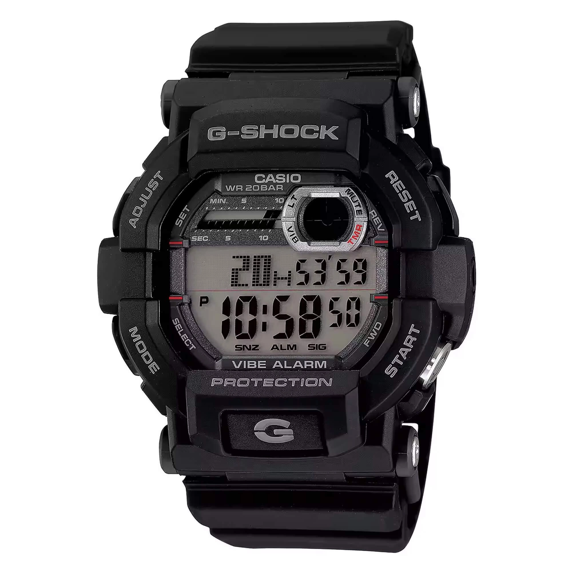 Casio Men's Watch - G-Shock Black and Grey Digital Dial Black Resin Strap | GD350-1