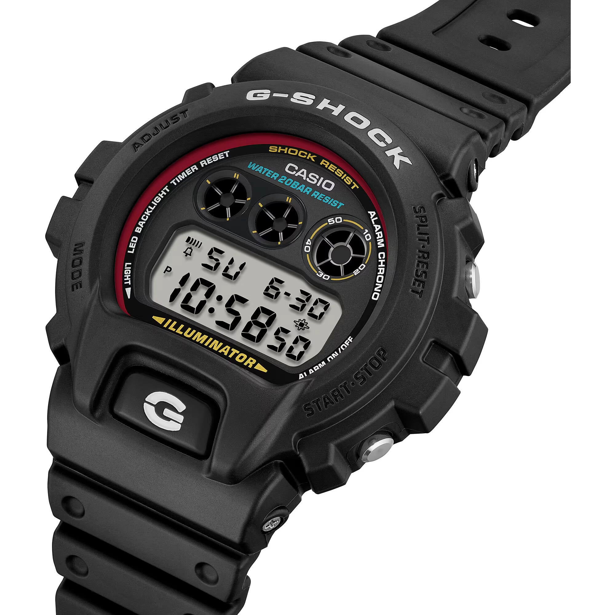 Casio Men's Watch - G-Shock Chronograph Black and Grey Digital Dial Strap | DW6900RL-1