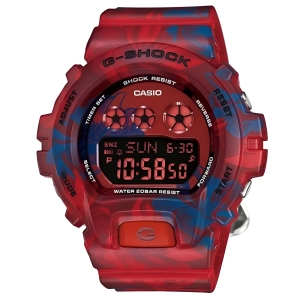 Casio Women's Watch - G-Shock Blue Floral Printed Red Strap Digital | GMDS6900F-4