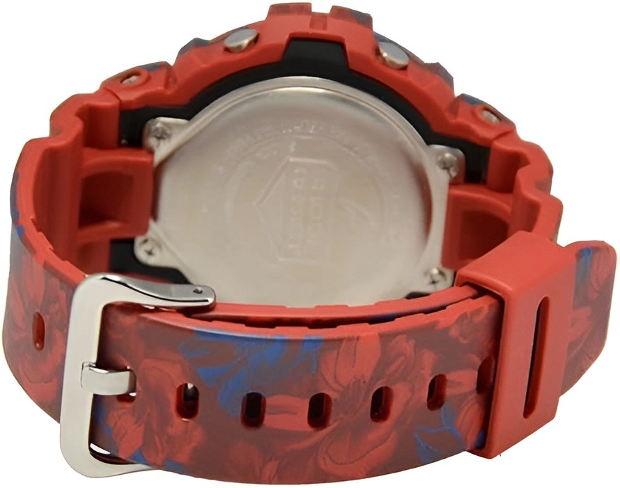 Casio Women's Watch - G-Shock Blue Floral Printed Red Strap Digital | GMDS6900F-4