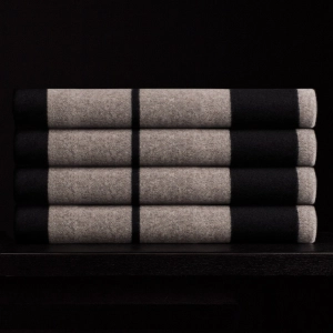 Double Stripe Repeat Blanket - Black/Taupe Melange