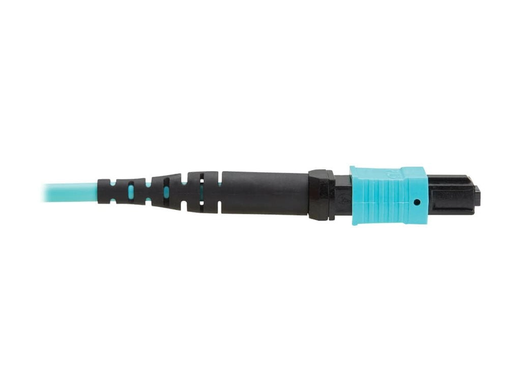Eaton Tripp Lite Series 100G Multimode 50/125 OM4 Fiber Optic Cable 12F MPO/MPO-PC F/F Type-B Polarity OFNP Aqua 4M TAA - Network N845B-04M-12TAA