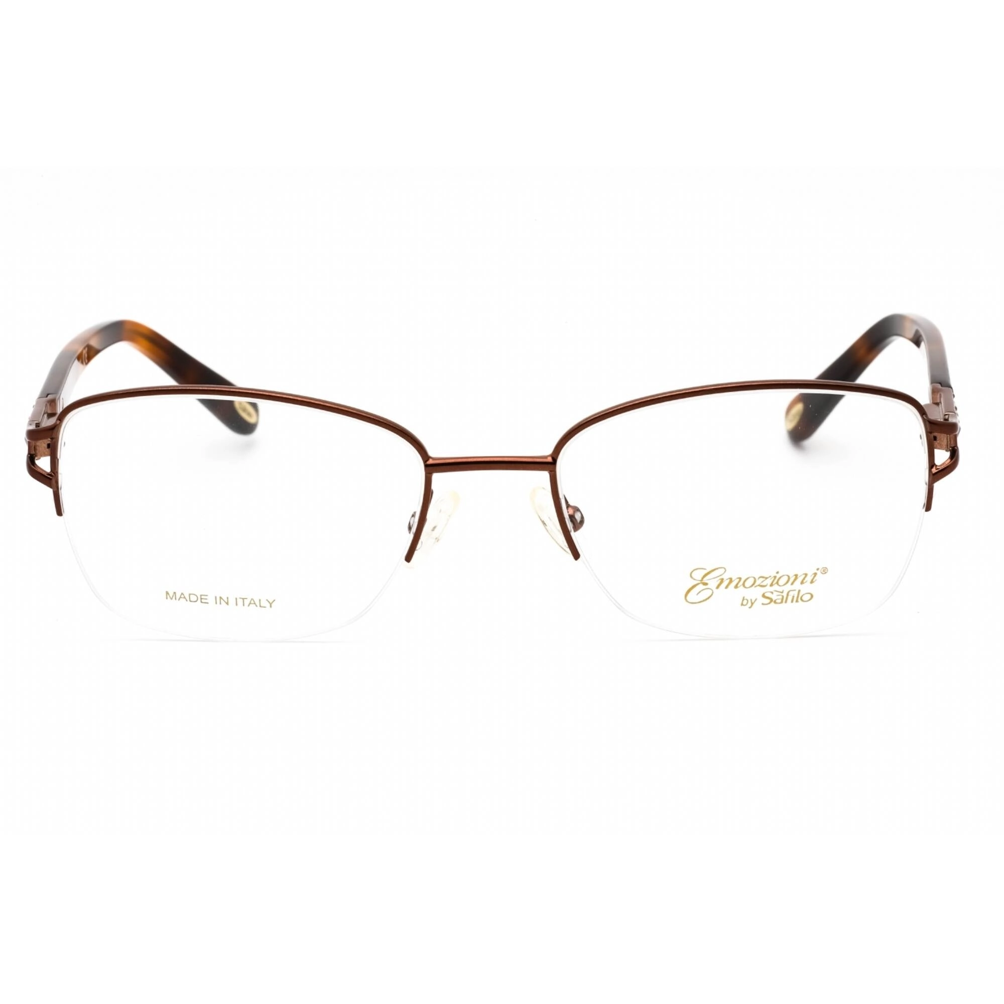 Emozioni Women's Eyeglasses - Brown Metal Oval Shape Half Rim Frame | EM 4391 009Q 00