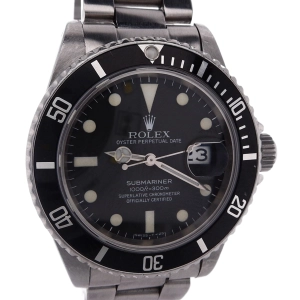 Estate Rolex VINTAGE UNPOLISHED STL Submariner Black Dial Black Bezel Rubber Strap   Addt'l Oyster Bracelet 16800 W/Box C.1983