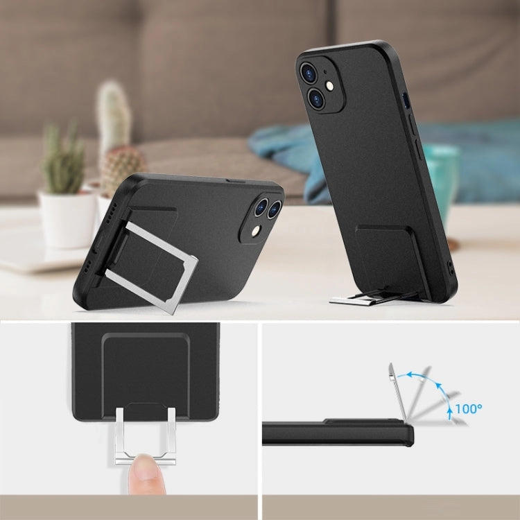 For iPhone 12 Skin Feel Frosted TPU Shockproof Phone Case with Telescopic Holder