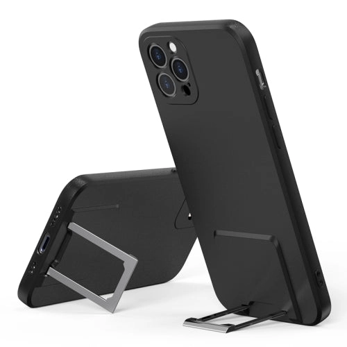 For iPhone 12 Skin Feel Frosted TPU Shockproof Phone Case with Telescopic Holder