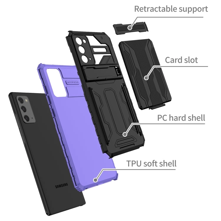 For Samsung Galaxy Note 20 Armor Card PC   TPU Shockproof Case with Card Slot  Invisible