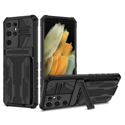 For Samsung Galaxy S21  5G Armor Card PC   TPU Shockproof Case with Card Slot  Invisible