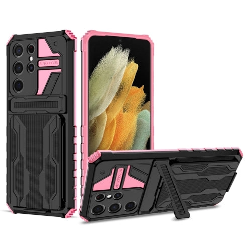 For Samsung Galaxy S21  5G Armor Card PC   TPU Shockproof Case with Card Slot  Invisible