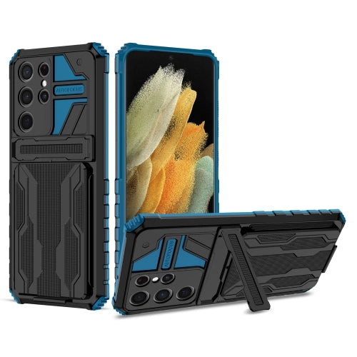 For Samsung Galaxy S21  5G Armor Card PC   TPU Shockproof Case with Card Slot  Invisible