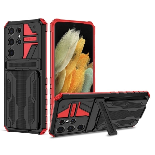 For Samsung Galaxy S21  5G Armor Card PC   TPU Shockproof Case with Card Slot  Invisible