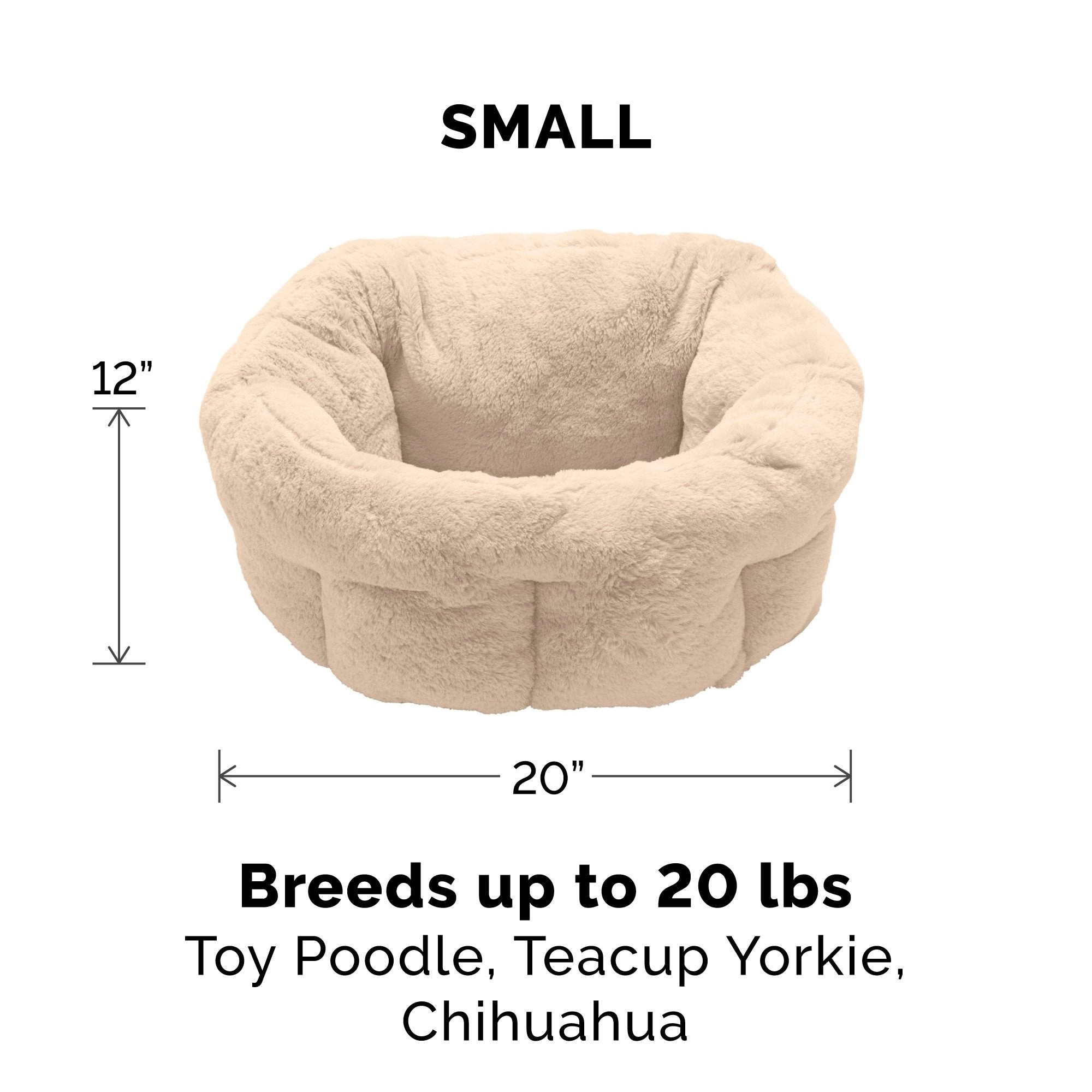 FurHaven Luxury Fur Warming Hi-Lo Cuddler Bed - Small 20", Cream