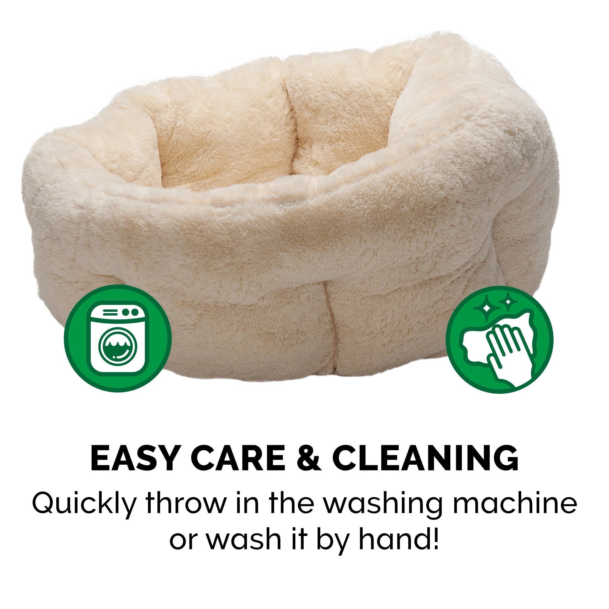 FurHaven Luxury Fur Warming Hi-Lo Cuddler Bed - Small 20", Cream