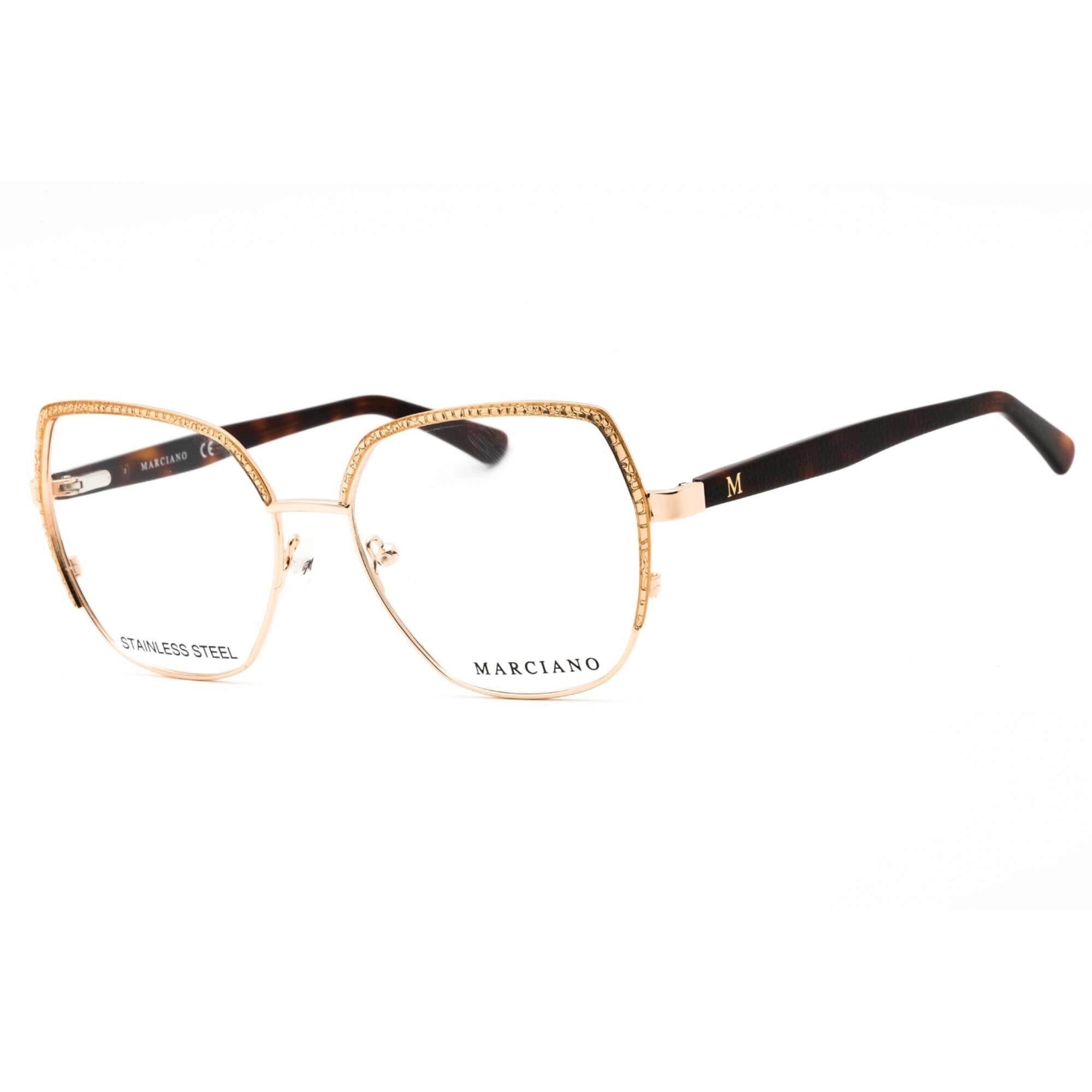 Guess By Marciano Women's Eyeglasses - Pale Gold Cat Eye Full Rim Frame | GM0383 032
