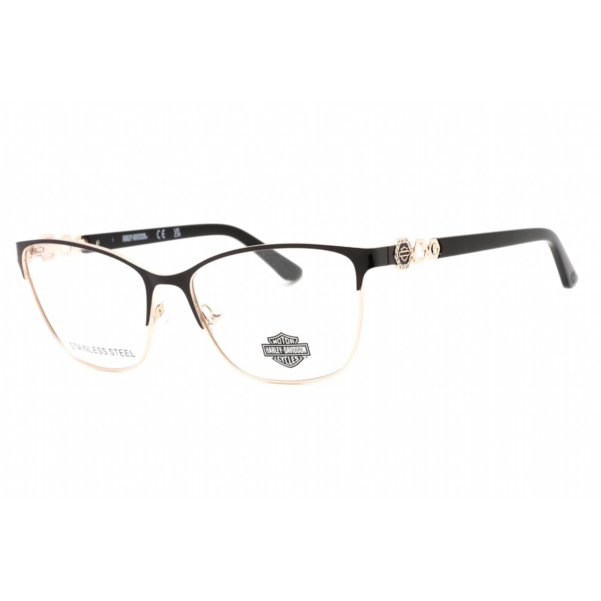 Harley Davidson Women's Eyeglasses - Shiny Black Metal Cat Eye Frame | HD0553 001