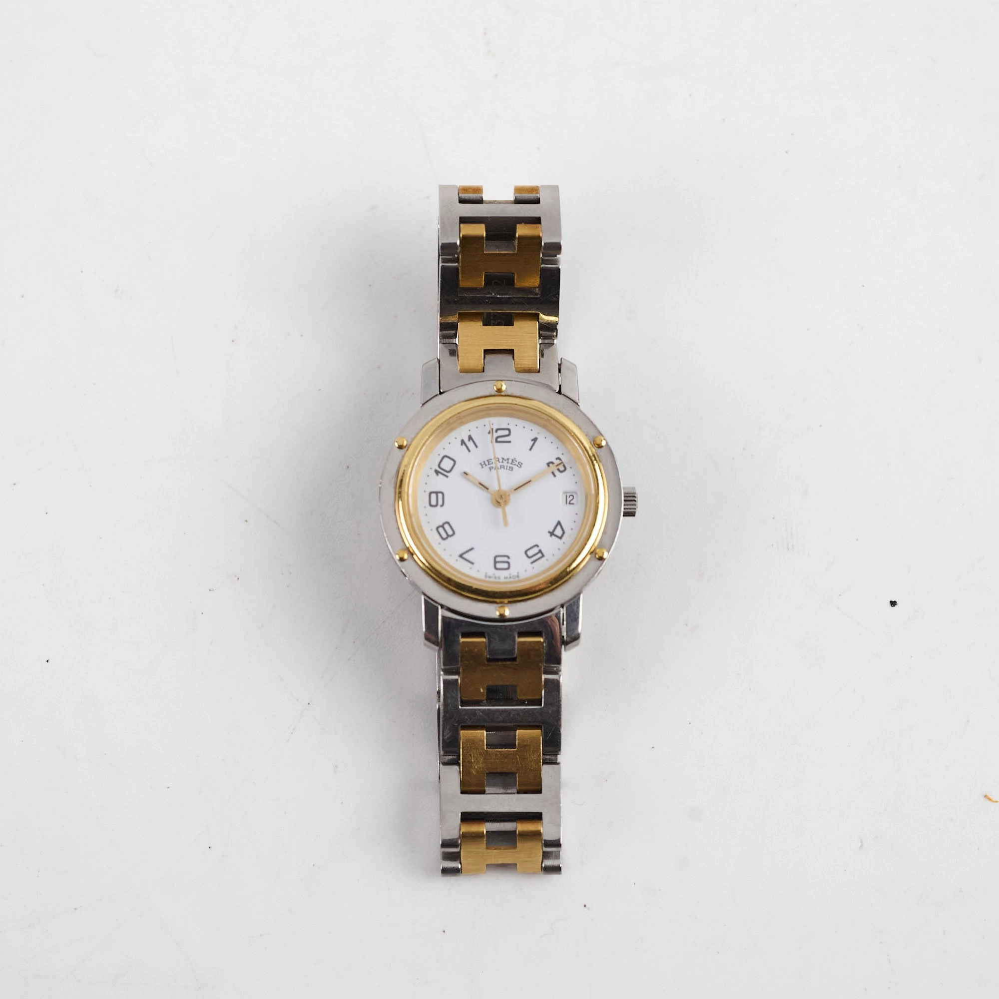 Hermes Clipper Watch CL3.240 Quartz White Dial