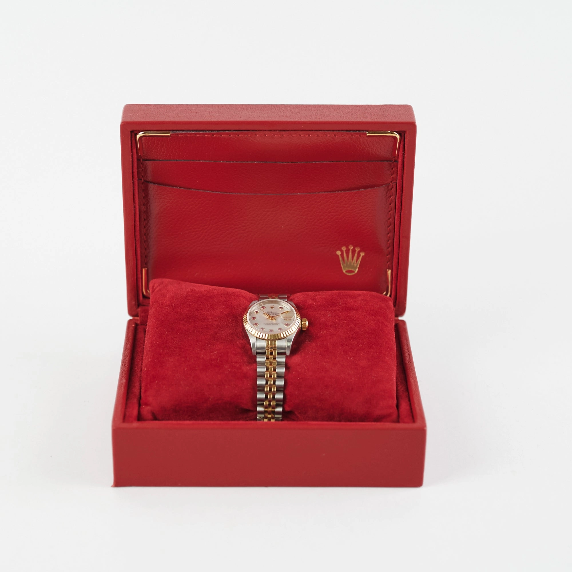 ITEM 23 - Rolex Datejust 26mm Mother of pearl ruby Two Tone Watch
