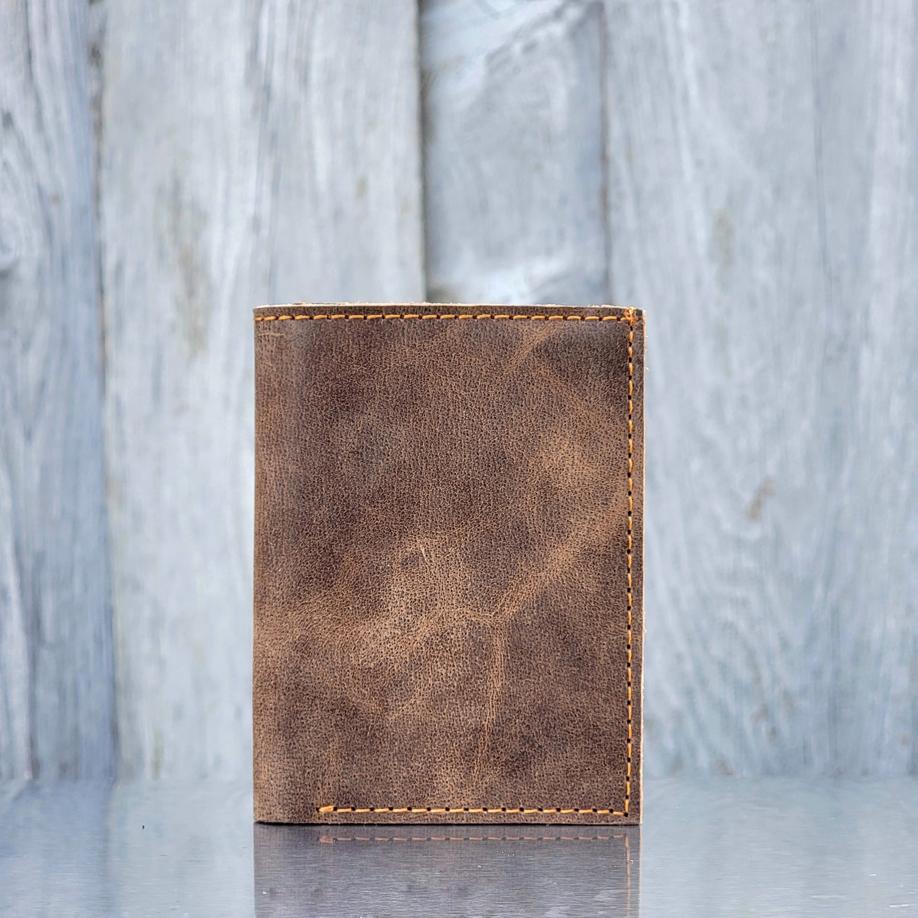 Meraki - Engraved Black Full Grain Leather Trifold Wallet