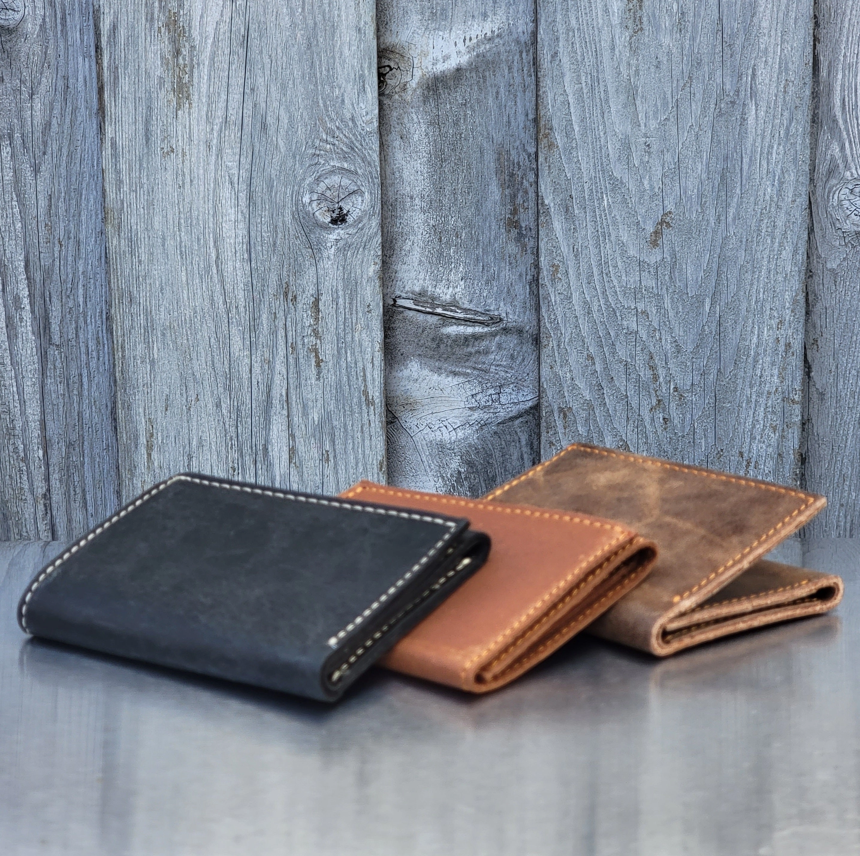 Meraki - Engraved Black Full Grain Leather Trifold Wallet