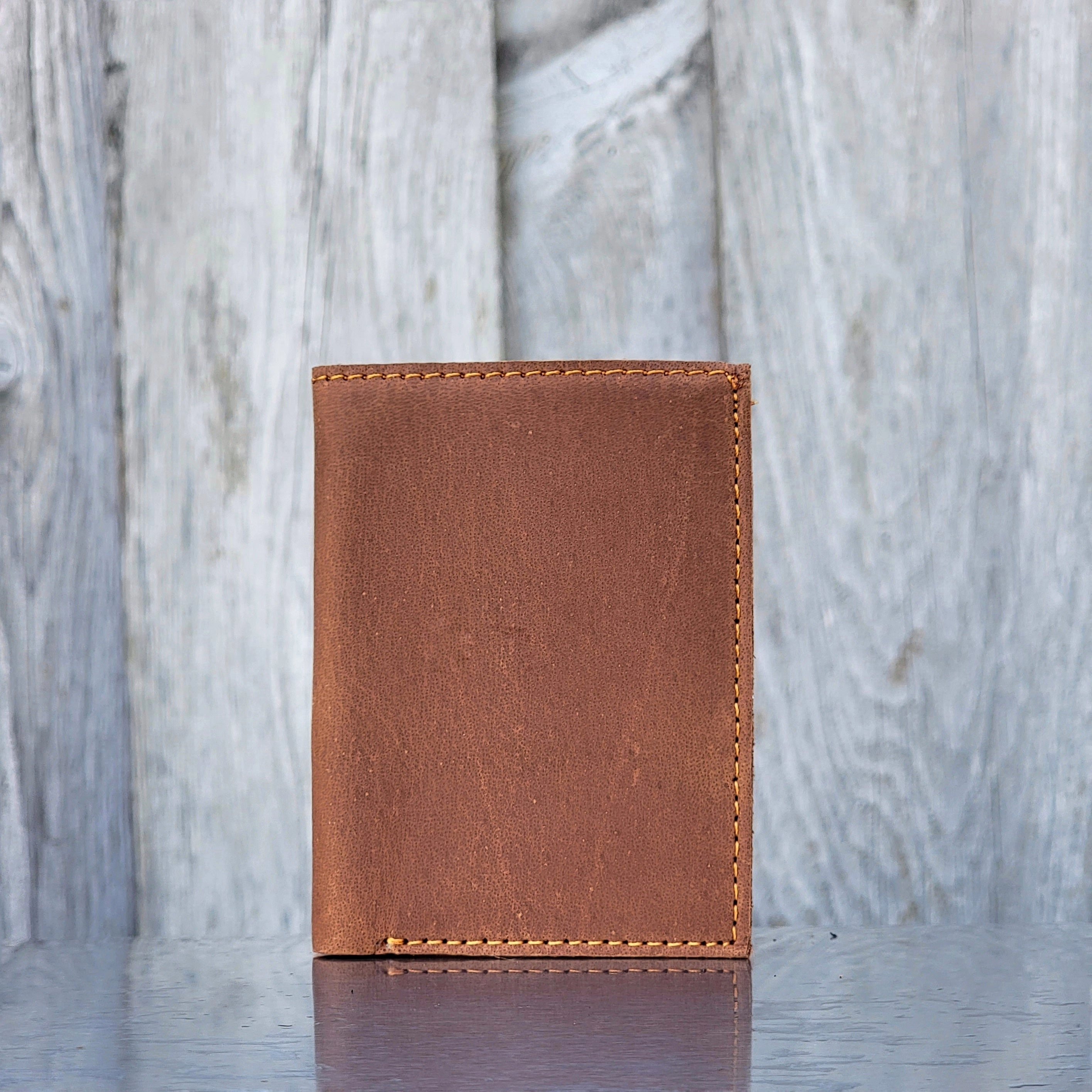 Meraki - Engraved Black Full Grain Leather Trifold Wallet