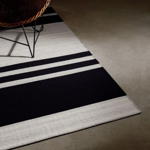 Multi Stripe Area Rug 9Ft X 12Ft - Natural/Black Stripe