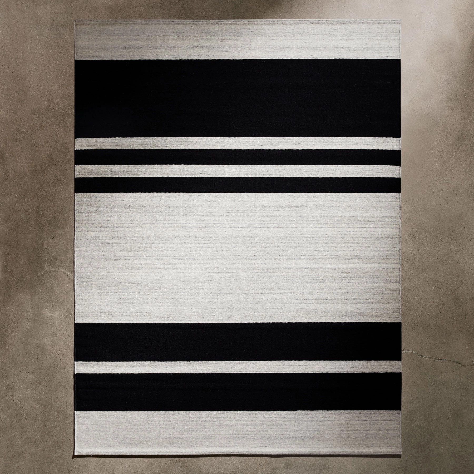Multi Stripe Area Rug 9Ft X 12Ft - Natural/Black Stripe