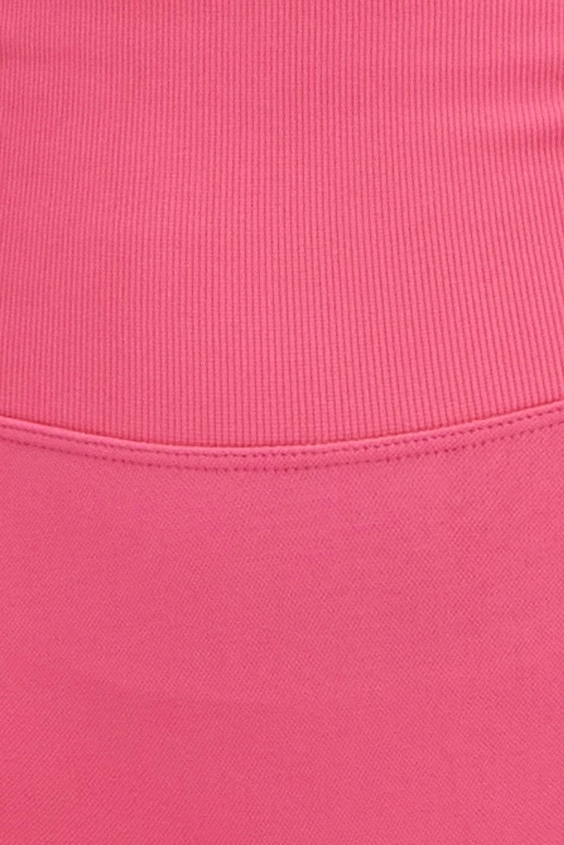 Pink Seamless Crop Top And Shorts Activewear Set