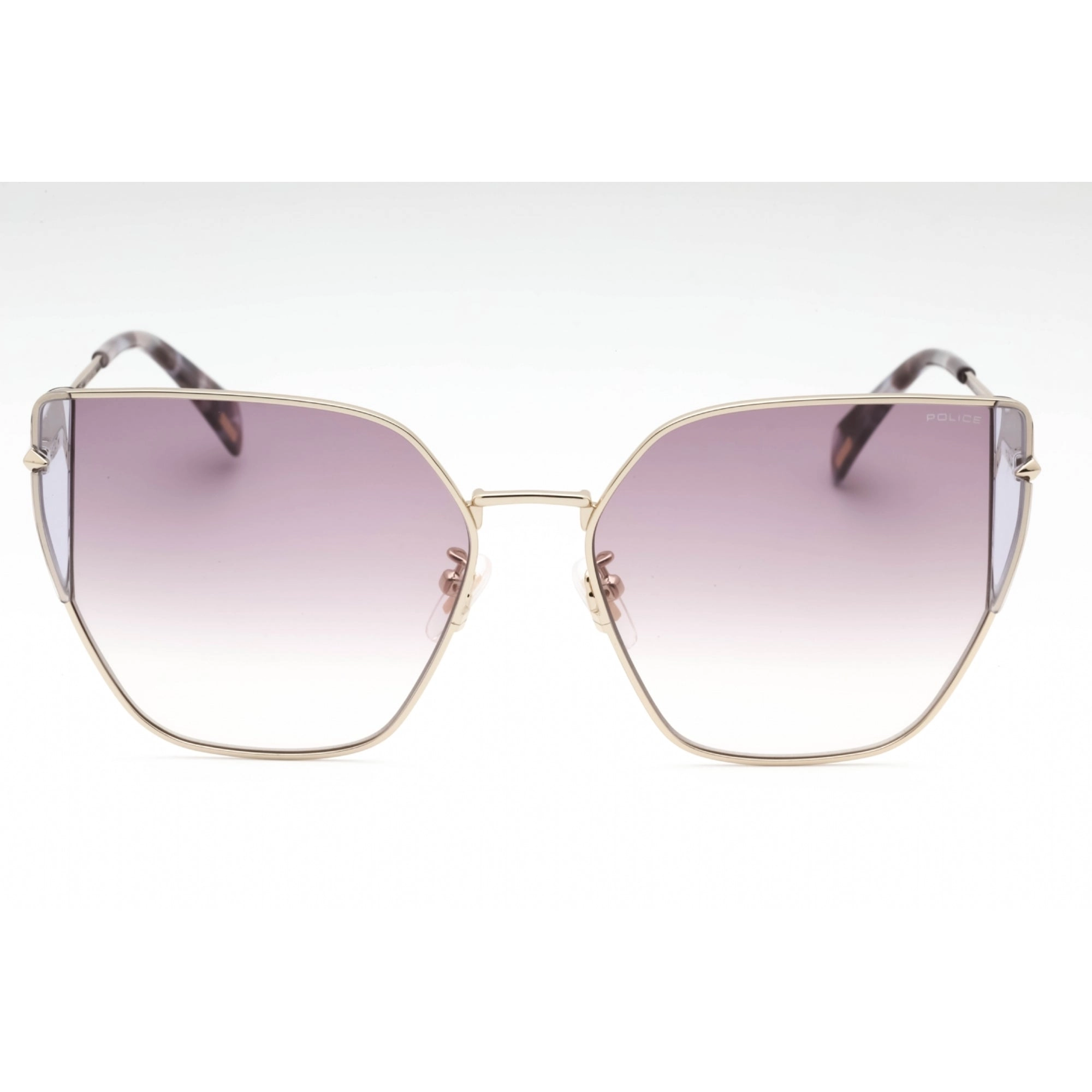 Police Women's Sunglasses - Shiny Light Gold Metal Cat Eye Full Rim | SPLL38 594Y