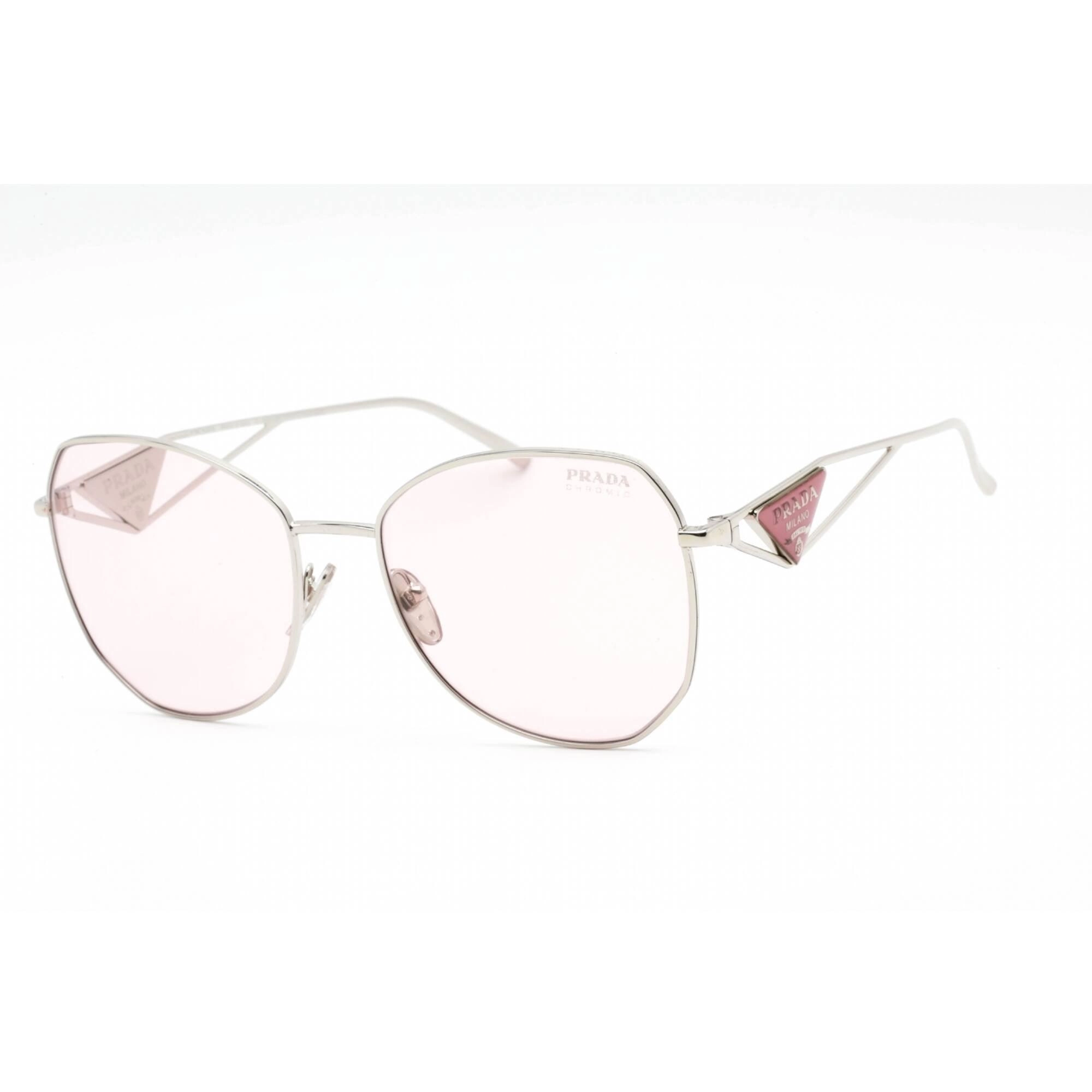 Prada Women's Sunglasses - Silver Aviator Metal Frame Pink Lens | 0PR 57YS 1BC06R