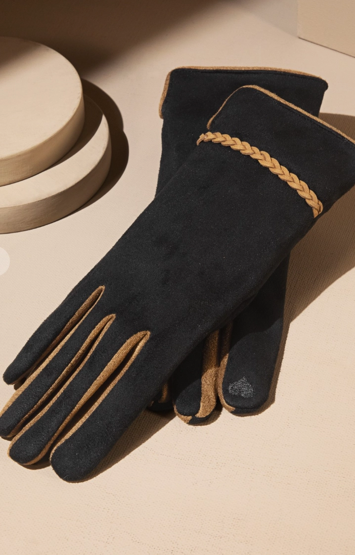 Suede Braided Smart Touch Gloves