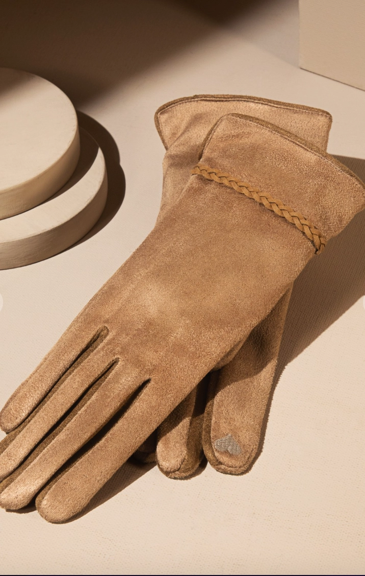 Suede Braided Smart Touch Gloves
