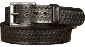 The Eastwood: Men's Black Basket Weave Leather Belt Max Thick 1.50"