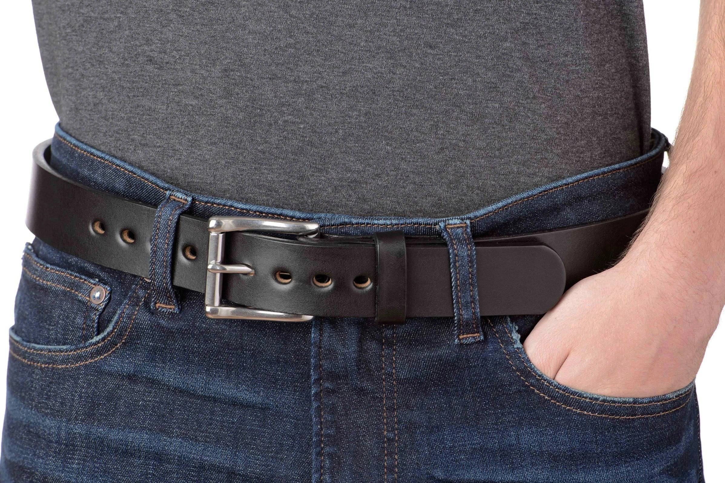 The Eastwood: Men's Black Non Stitched Leather Belt Max Thick 1.50"