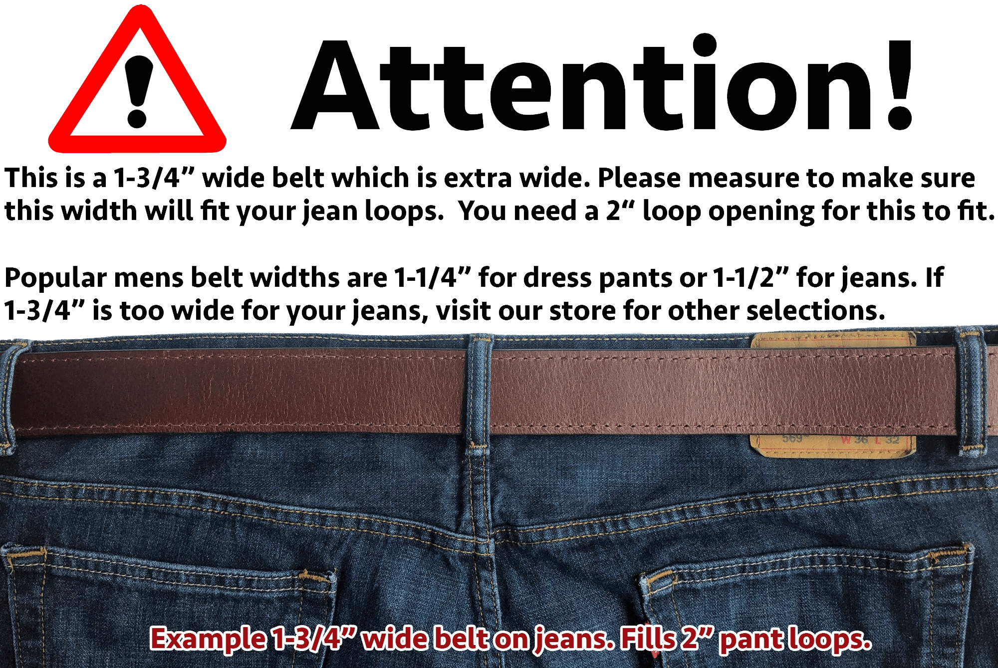The Eastwood: Men's Black Stitched Leather Belt Max Thick 1.75" Extra Wide
